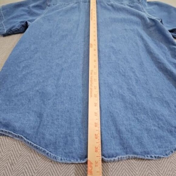 Port & Company SP11 Men's Short Sleeve Button Down Value Denim Shirt with Pocket - Picture 4 of 15